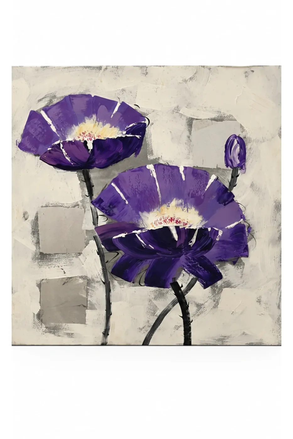 Tableau décoratif Pavots Violets — vue de face
