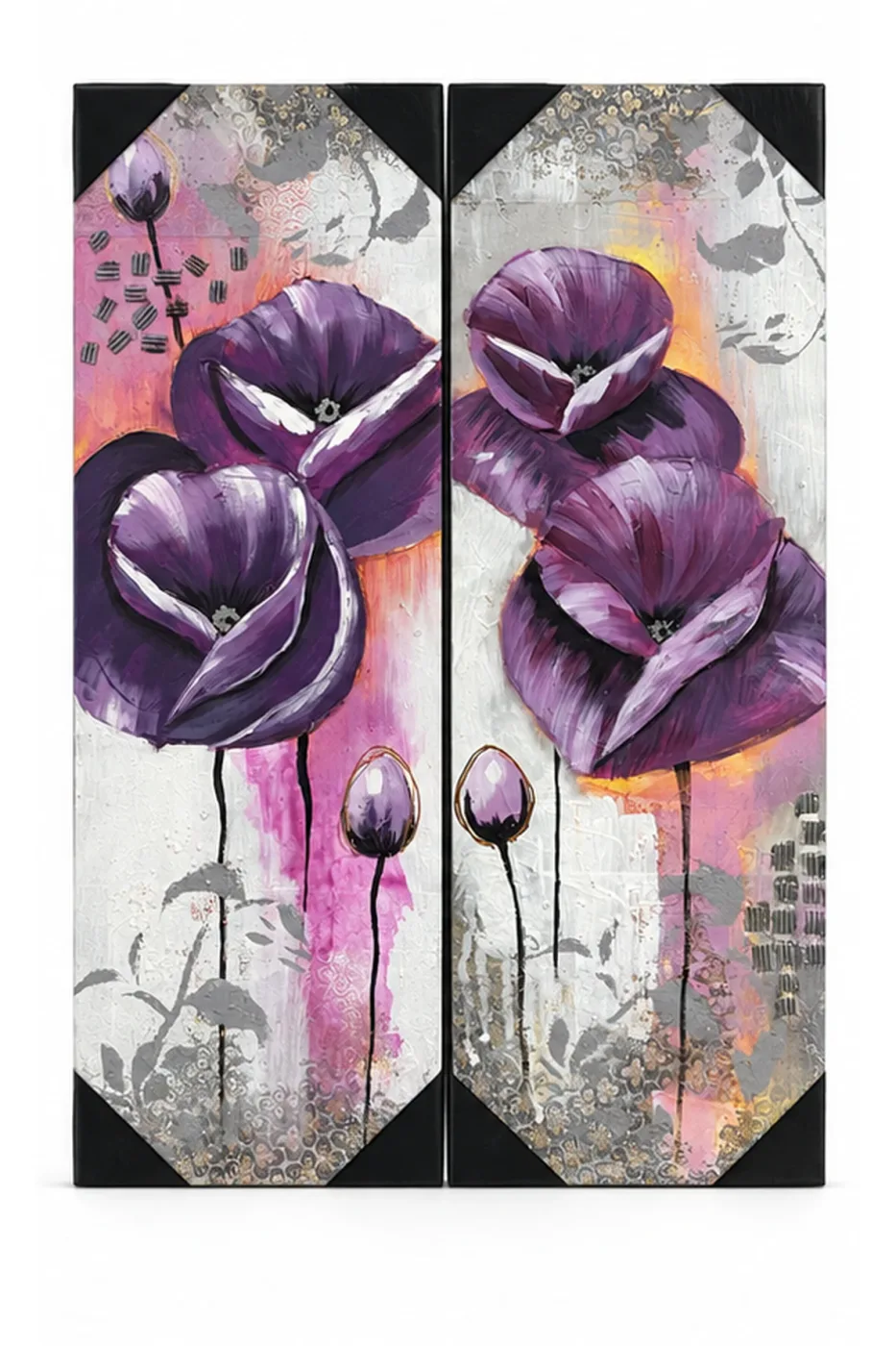Tableau décoratif Diptyque Pavots — vue de face