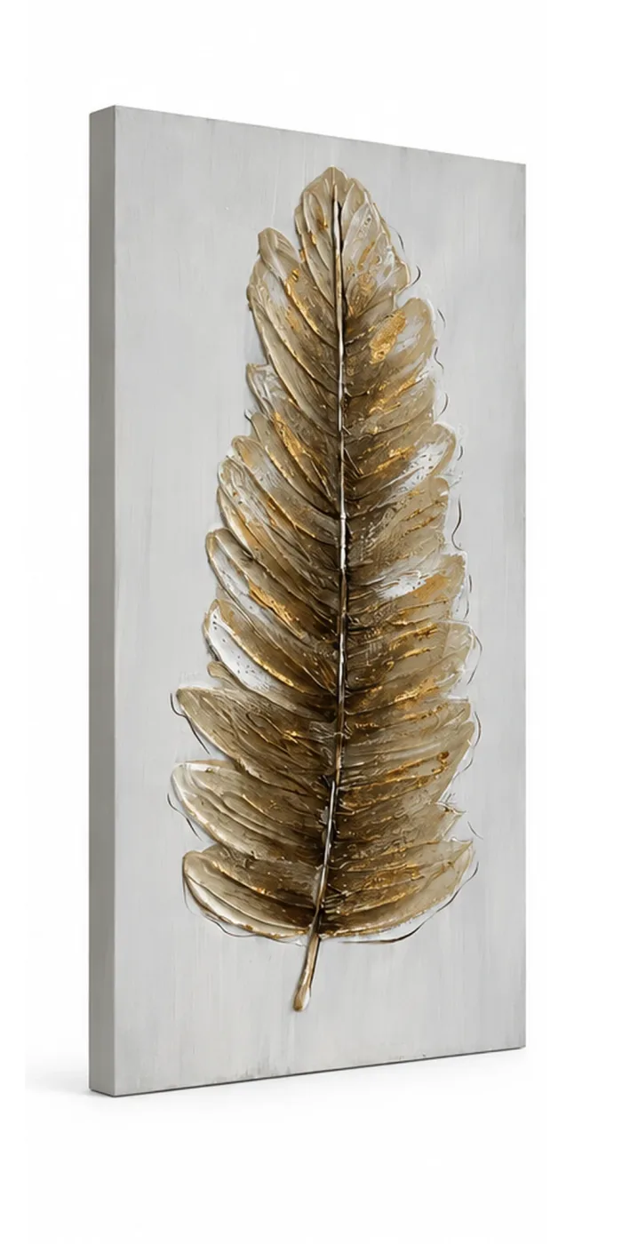 Tableau décoratif Plume Dorée — vue trois-quarts