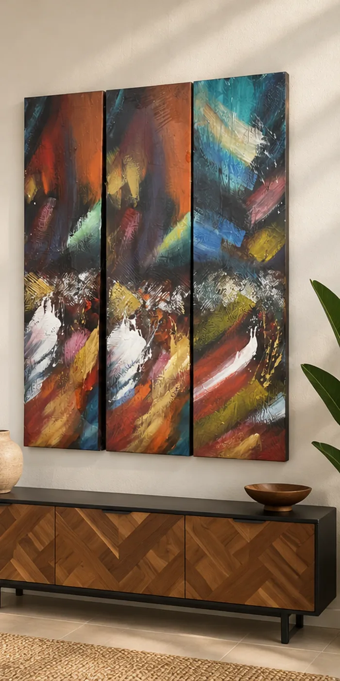 Tableau décoratif Triptyque Chromatique — en situation