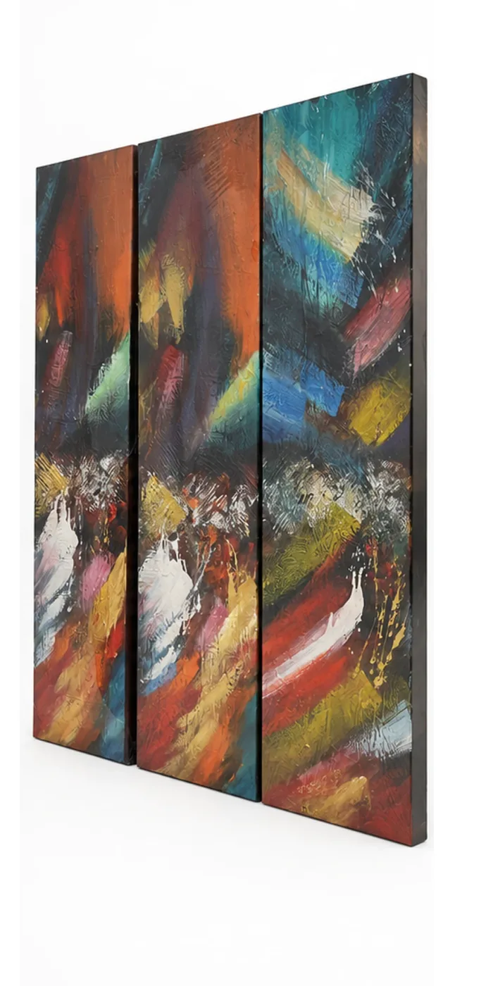 Tableau décoratif Triptyque Chromatique — vue trois-quarts