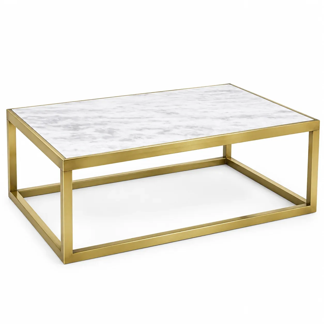 Table centrale Carrara Oro — vue trois-quarts