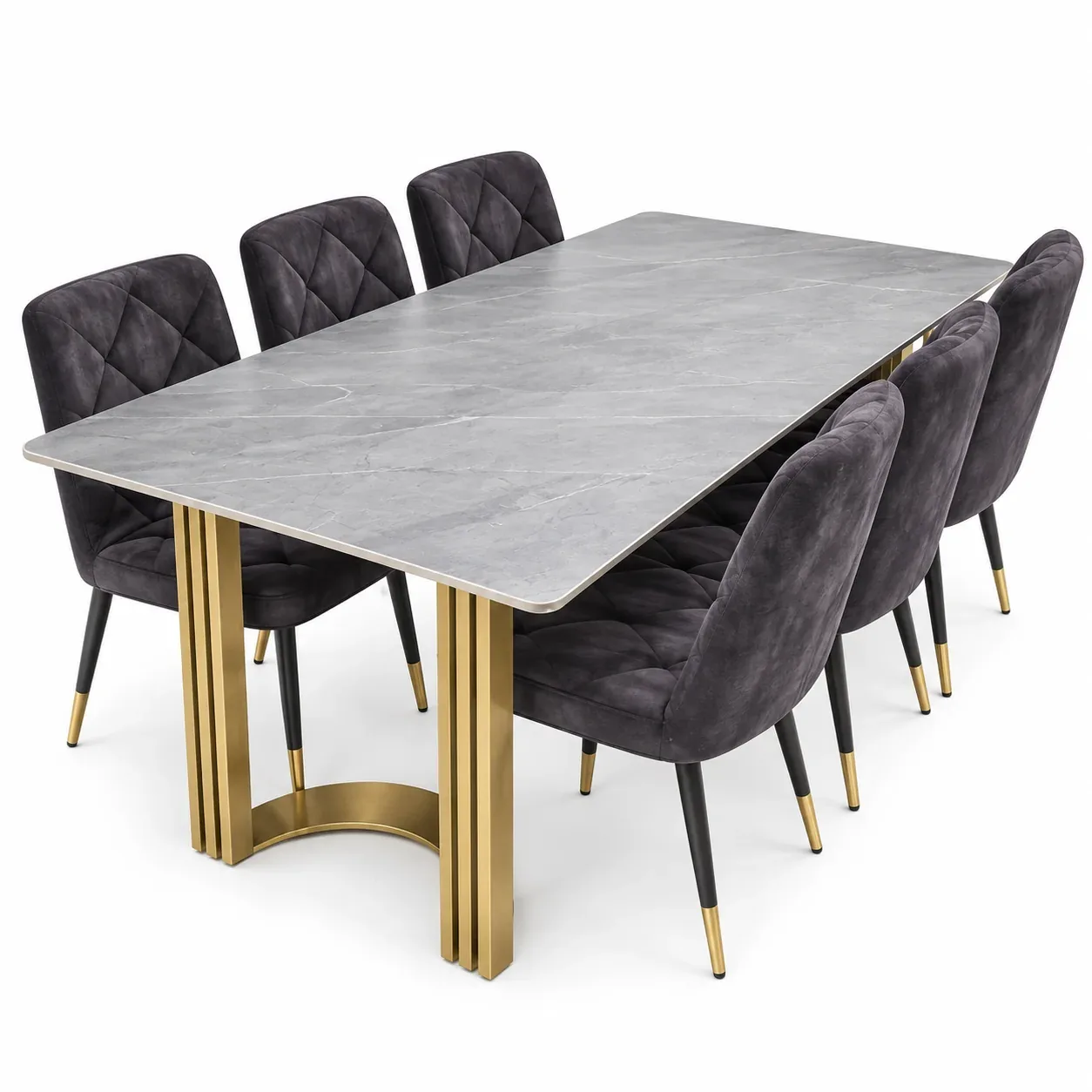 Table à manger Marmo Oro — vue trois-quarts