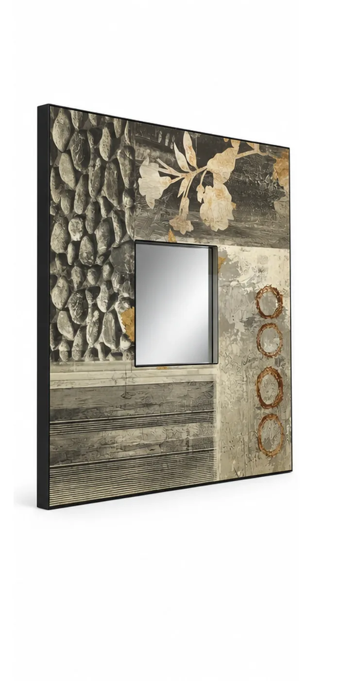 Miroir Carré Patine — vue trois-quarts