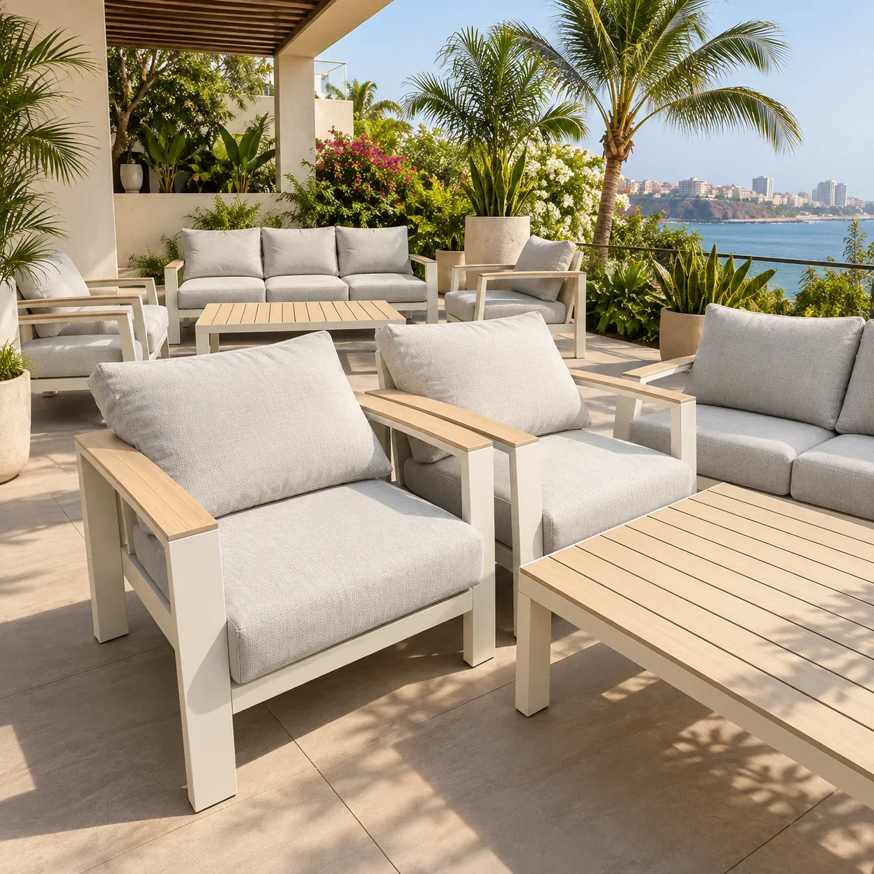 Mobilier extérieur Teck Bianco — en situation