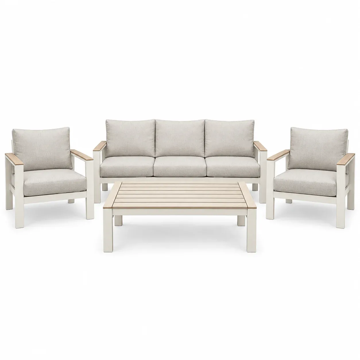 Mobilier extérieur Teck Bianco — vue de face