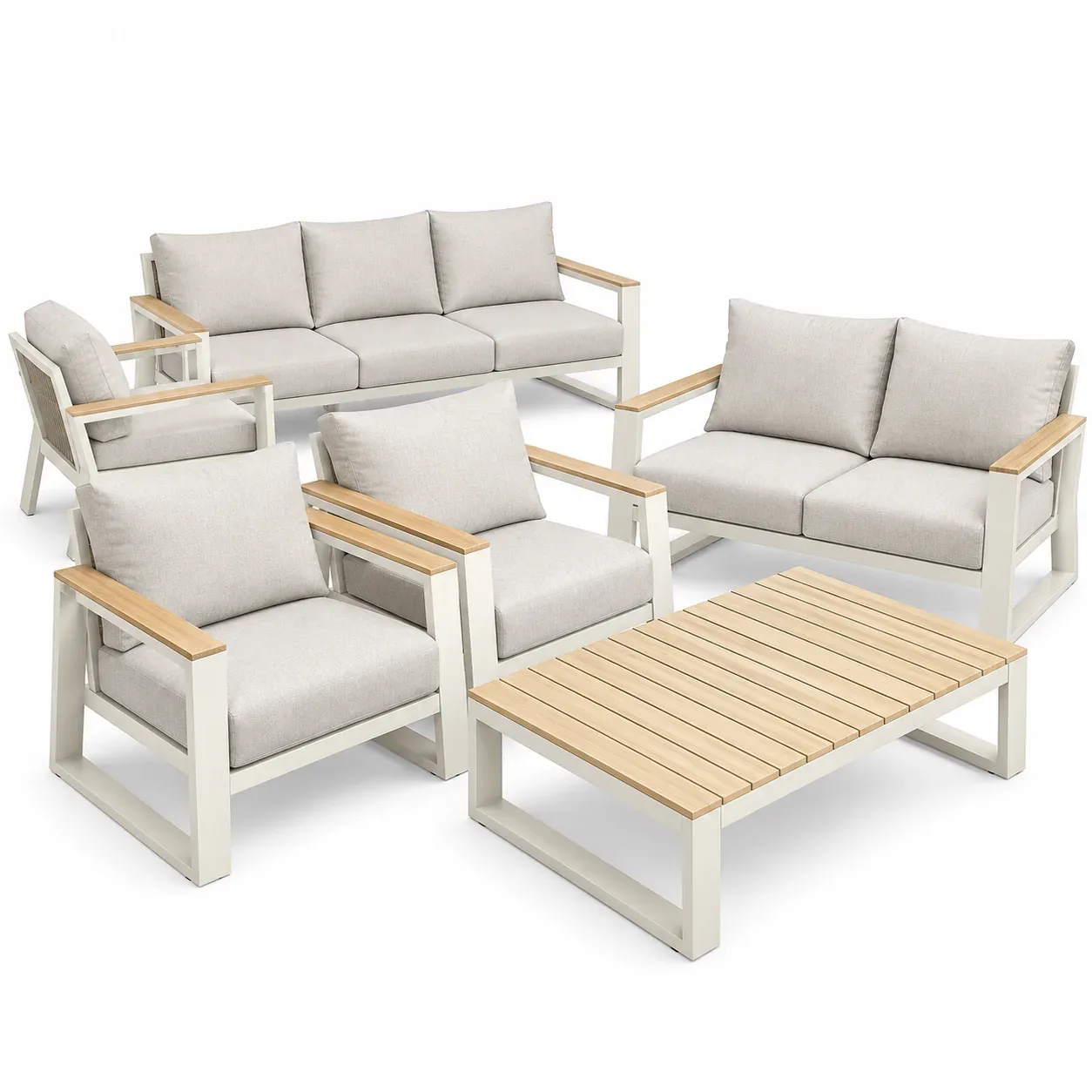Mobilier extérieur Teck Bianco — vue trois-quarts