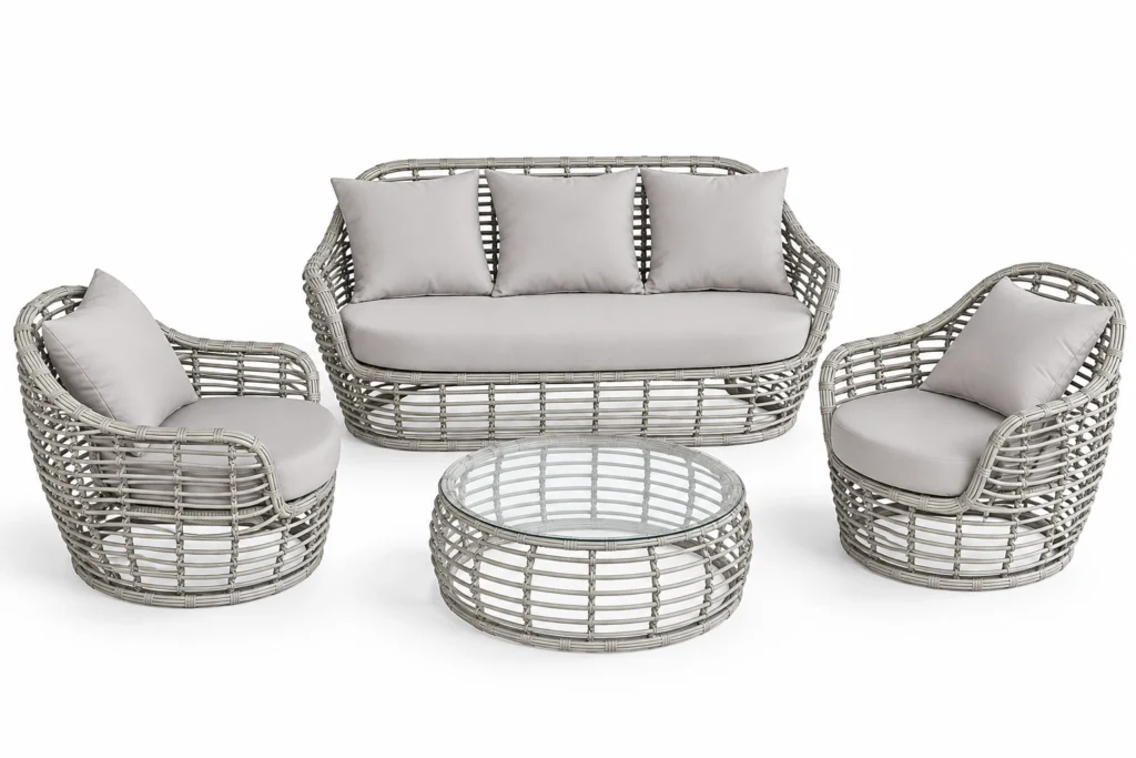 Cesto Grigio : ensemble extérieur complet quatre pièces gris clair