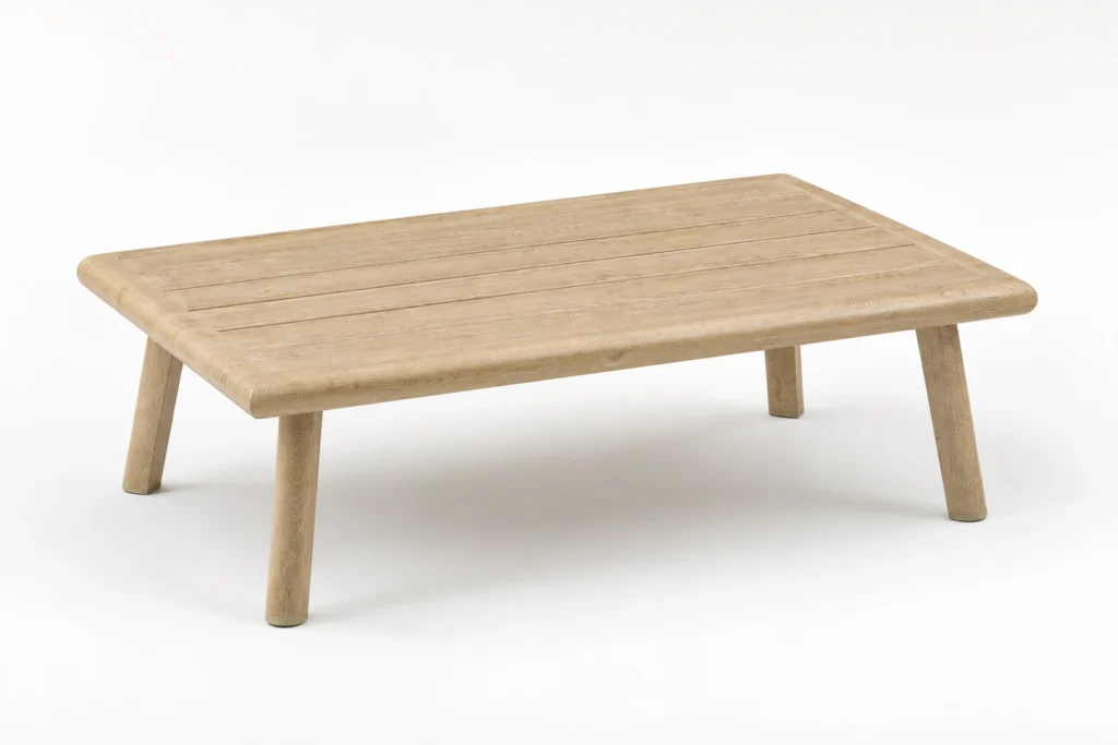 Table basse Trama Sabbia : plateau à lattes et angles arrondis