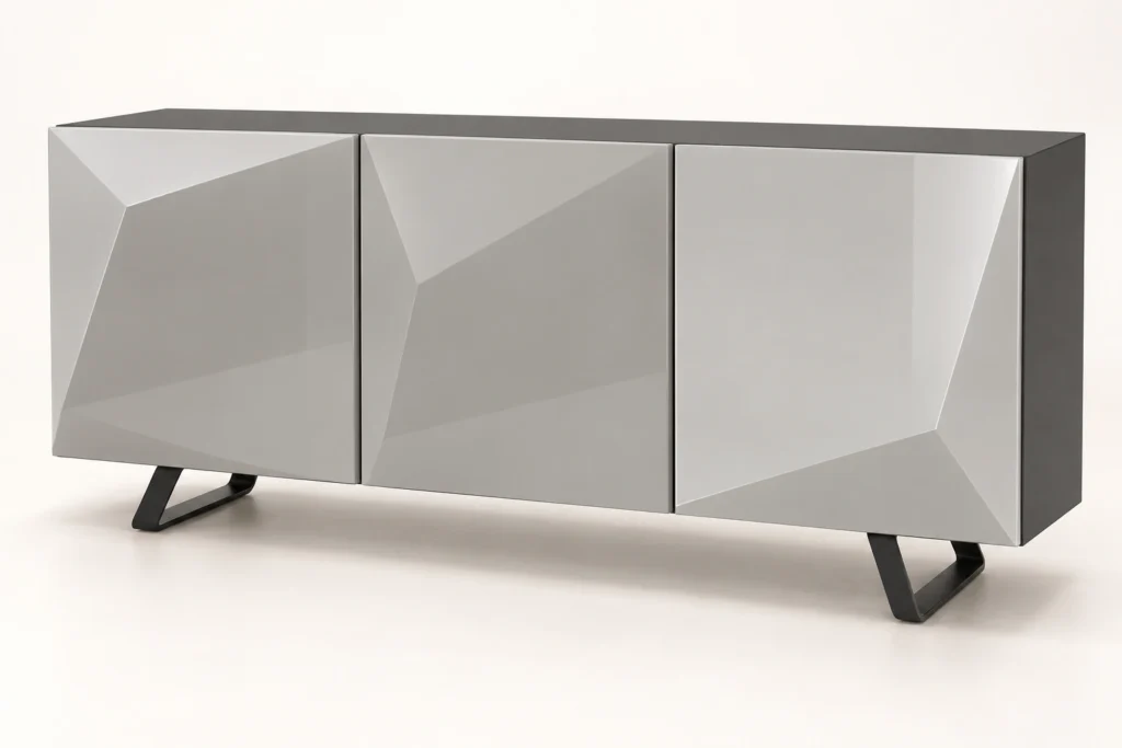 Buffet Sfaccetta gris et graphite — présentation studio générée