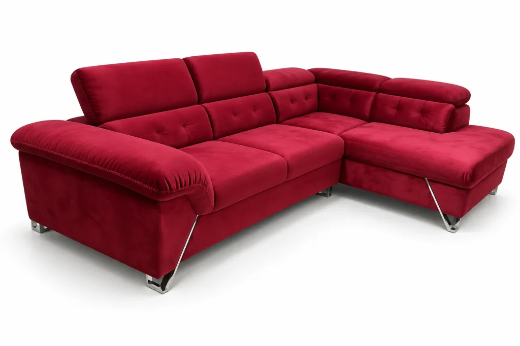 Rubino Angolo canapé d’angle rouge rubis, vue latérale sur fond blanc — G HOME