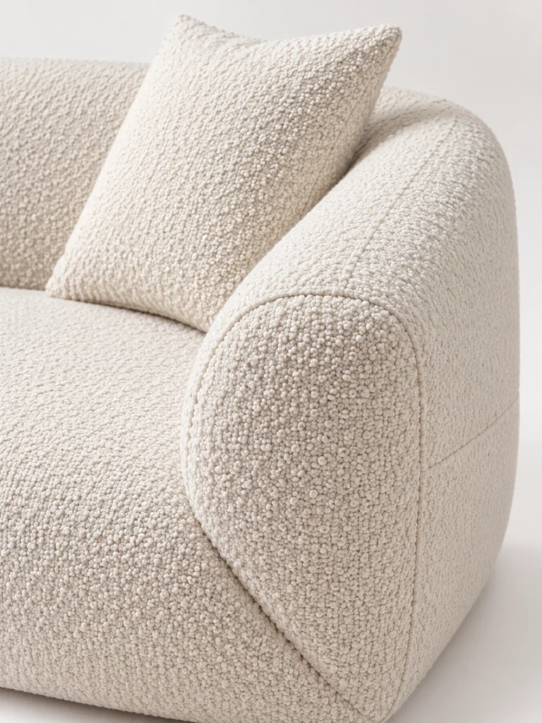 Détail du tissu boucle et de l’accoudoir Fiocco — G HOME