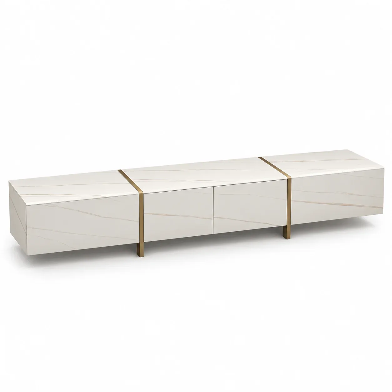 Meuble TV Bianco Oro — vue trois-quarts