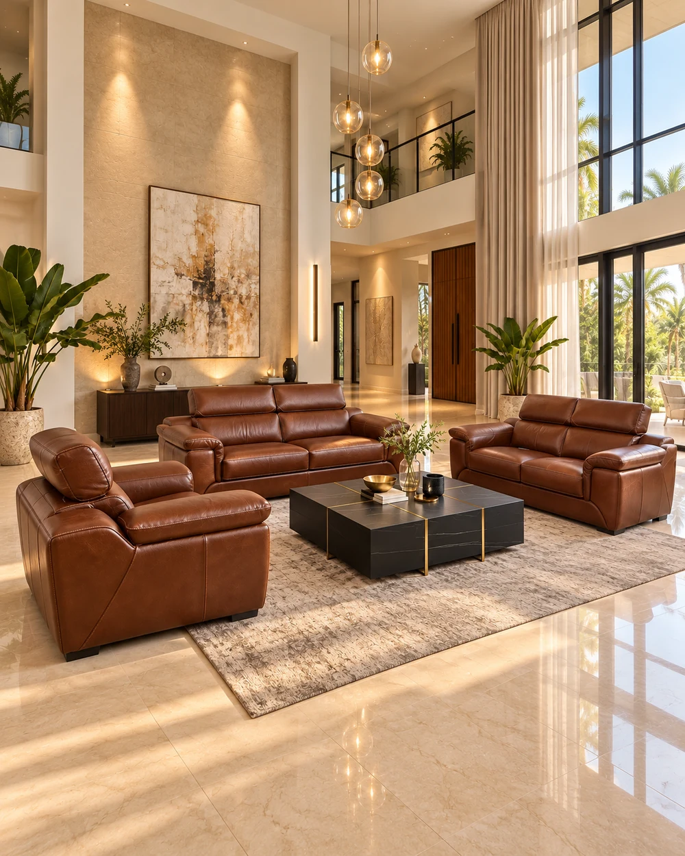 Castano — Salon brun cognac