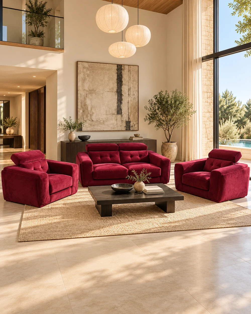 Granata — Salon trois pièces rouge rubis