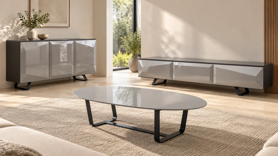 Sfaccetta — Ensemble table basse, meuble TV et buffet